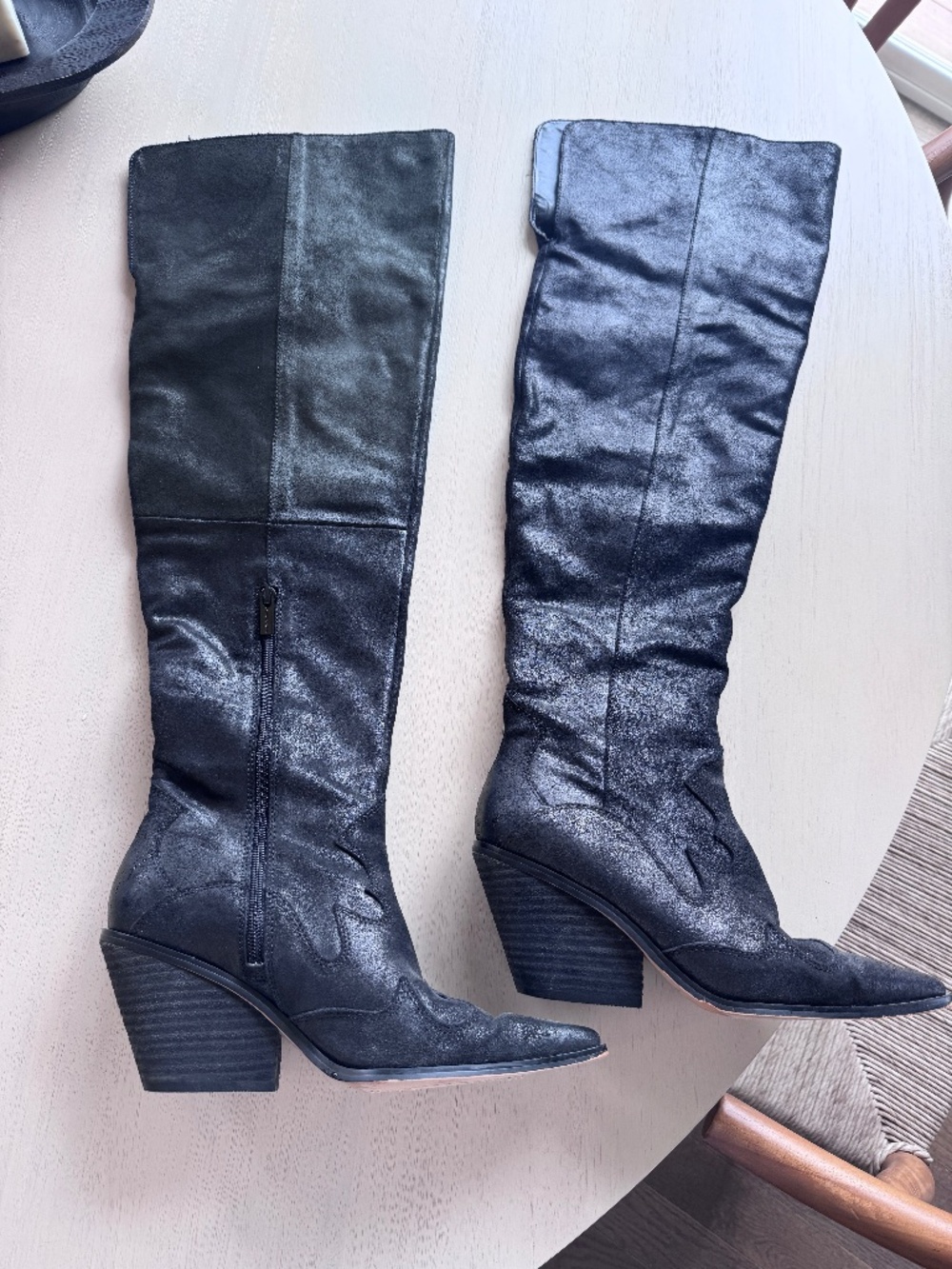 Vince Camuto Shaharla Black Western Over the knee Leather Boots - 9